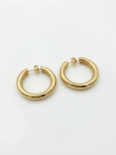Brinco argola espessa chic dourado 2,5 cm super leve
