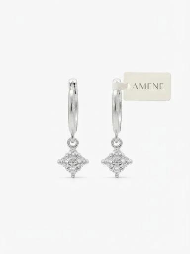 Brinco argola prata com ponto de brilho 1cm x 2 cm